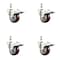 Service Caster 3 Inch 316SS Maroon Polyurethane Wheel Swivel 1/2 Inch Stem Caster Set Lock Brake SS316TSTTL20S314-PPUB-MRN-121315-4 - alternate 1